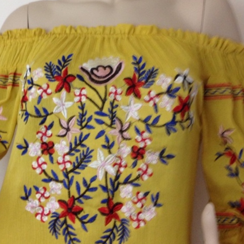 LAST 1! Floral Embroidery Off Shoulder Dress - Picture 4 of 5